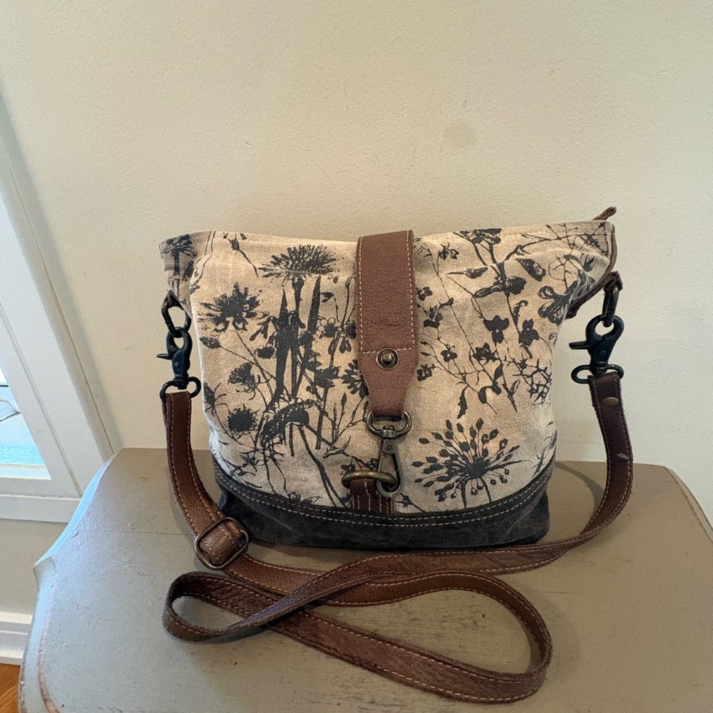 Myra Bag Crossbody Cream And Brown Floral Bag